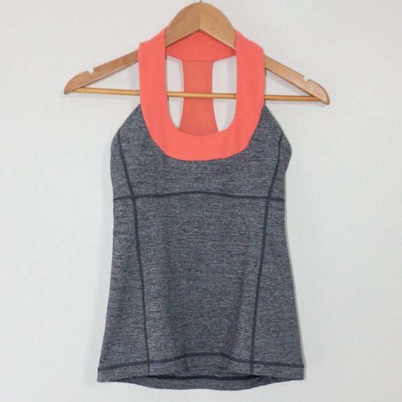 ⭐️3/$40⭐️Lululemon Gray/Peach Scoop Neck Tank - 6